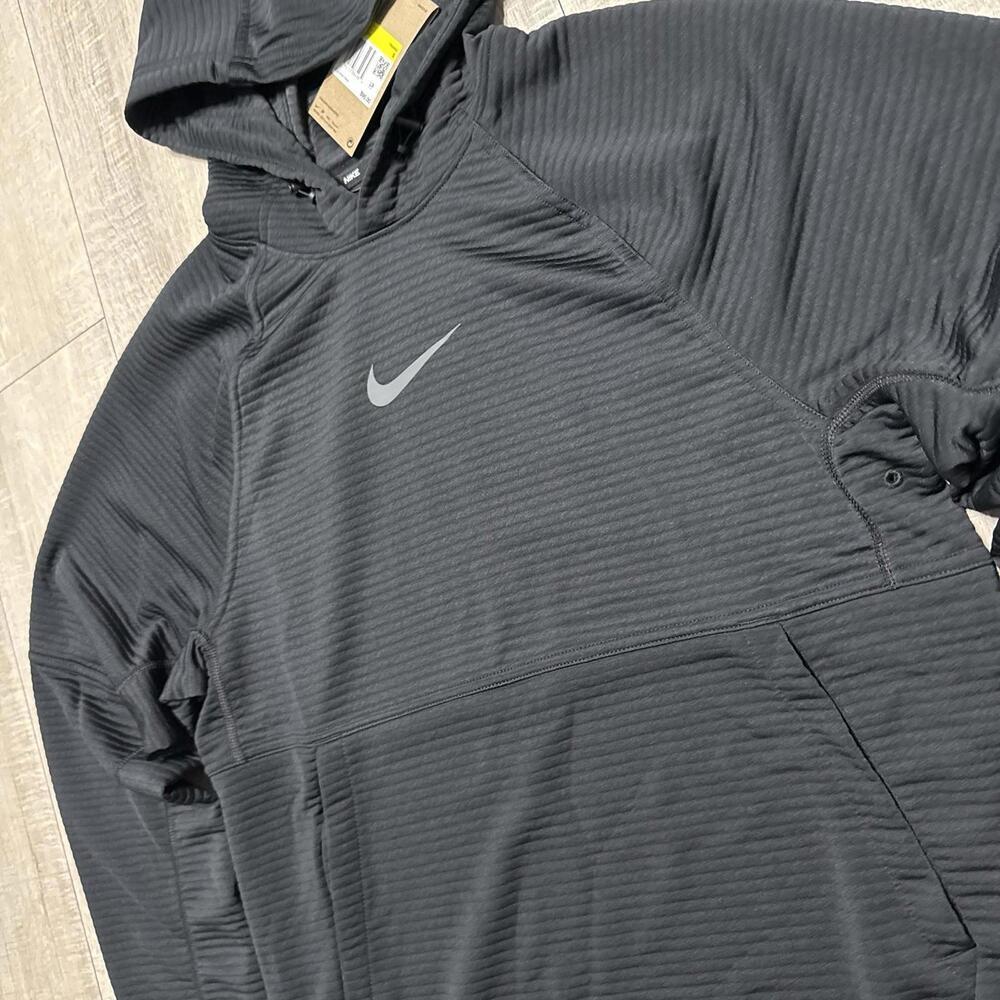 Nike Dri-Fit Fleece Ribbed Knit Training Hoodie Black DV9821-010 Size Small Men - Picture 2 of 7
